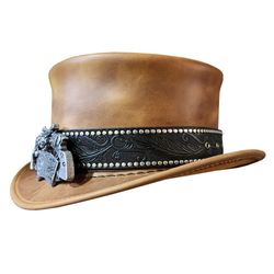 vintage fashion steampunk leather top hat
