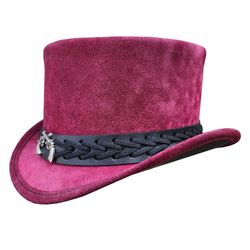 vintage fashion suede leather top hat