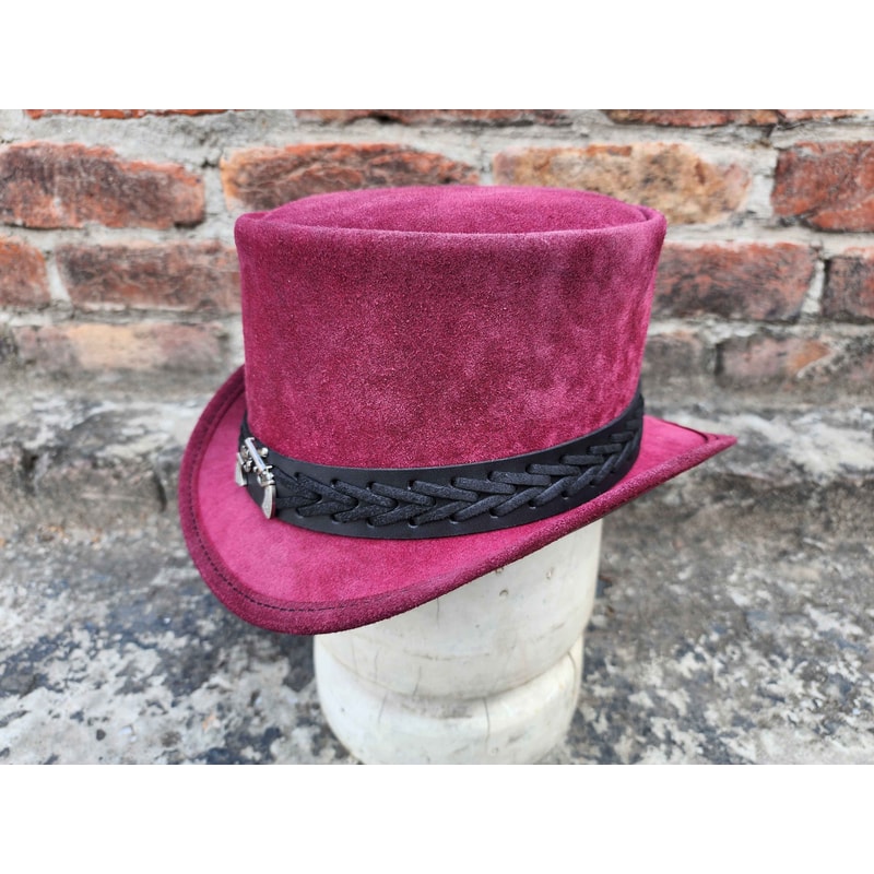 Vintage Fashion Suede Leather Top Hat 1