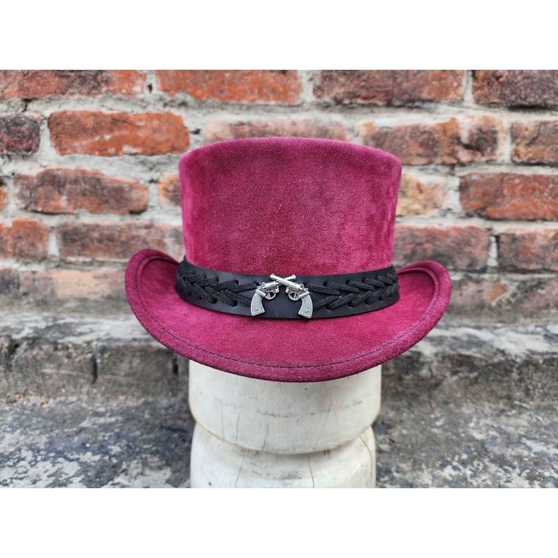 Vintage Fashion Suede Leather Top Hat 3