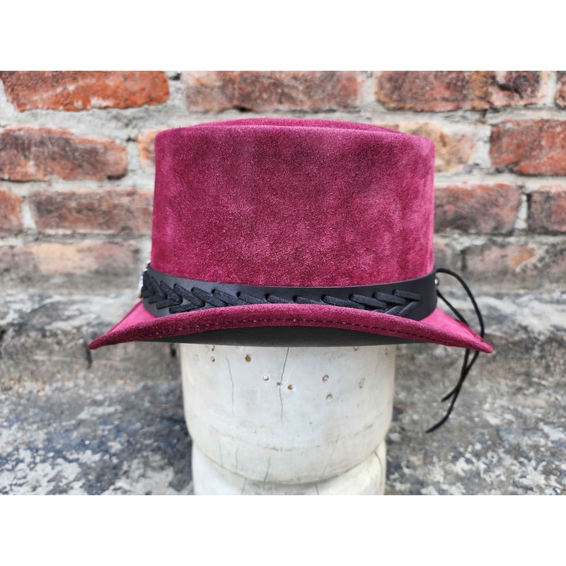 Vintage Fashion Suede Leather Top Hat 4