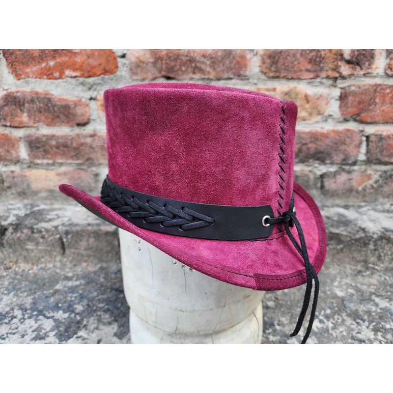 Vintage Fashion Suede Leather Top Hat 5