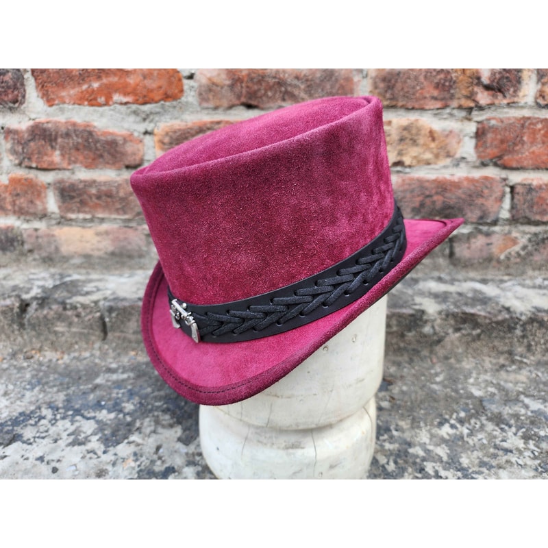 Vintage Fashion Suede Leather Top Hat 2