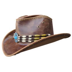 vintage western cowboy hat with beaded hat band