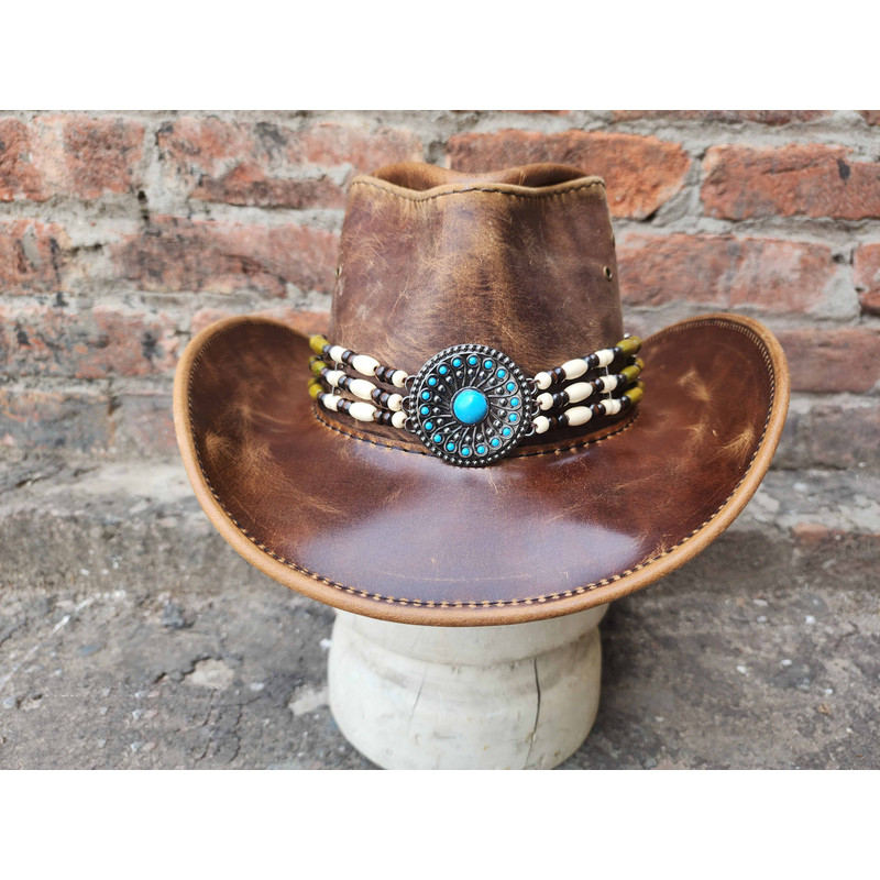 Vintage Western Cowboy Hat With Beaded Hat Band 2