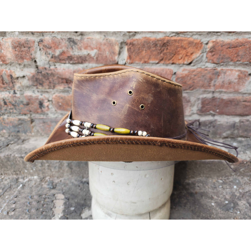 Vintage Western Cowboy Hat With Beaded Hat Band 3