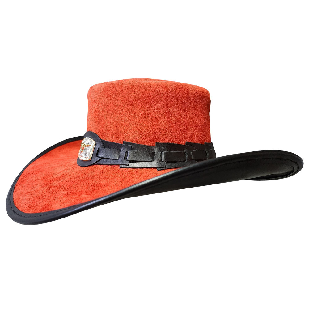 Unisex Western Red Suede Leather Cowboy Hat 0