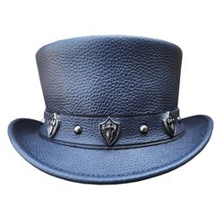 steampunk trio shield stud accents short top hat