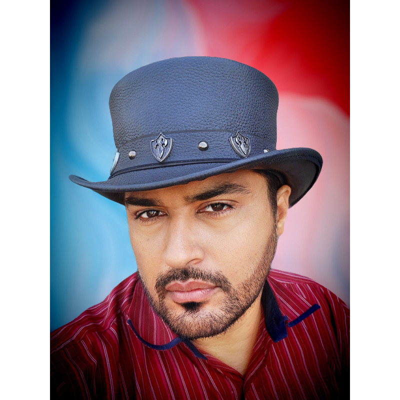 Steampunk Trio Shield Stud Accents Short Top Hat 5