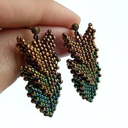 PDF tutorial Dragon Scale Earrings | Beaded Dragon earrings | Jewelry DIY | Weave beaded Dragon pattern