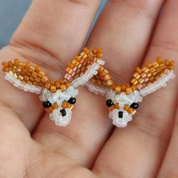 PDF tutorial beaded Animal Stud Earrings | Jewelry DIY | Weave beaded pattern | Beaded Fox Fennec Earrings