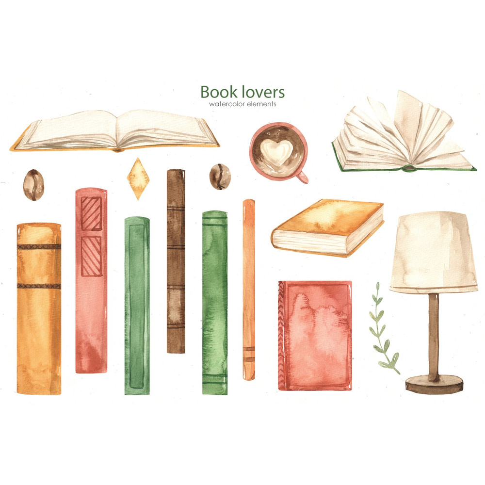 Books Watercolor Open Book Bookmark Bookshelf Stack Of Books Education Study Watercolor Clipart Dig 1