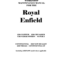 Royal Enfield 250 Trials, Continental Gt Service Workshop Repair Manual Reprint
