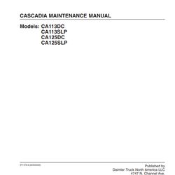 Cascadia Maintenance Manual Models: CA113DC CA113SLP CA125DC CA125SLP PDF