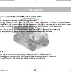 2230 utv operator's maintenance manual kioti mec 2230sw pdf