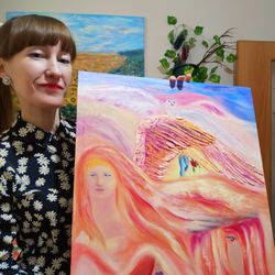 Abstract Art Intuitive Oil Painting Original Woman Man Love Framed Svinar Oksana