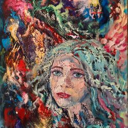 abstract art original oil painting on canvas music angel artist svinar oksana