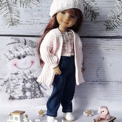 Ruby Red Fashion Friends doll clothes-cardigan, jeans, jacket, beret