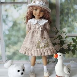 Ruby Red Fashion Friends doll clothes-dress, hat, socks, knitted collar.