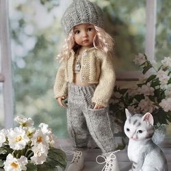 Paola Reina and Little Darling doll outfit -top, jacket, pants, hat, pendant