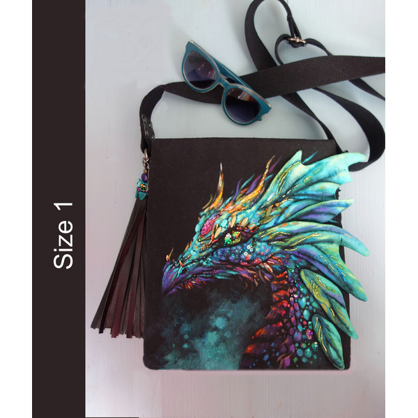fairy dragon turquoise handpainted canvas bag 55.jpg