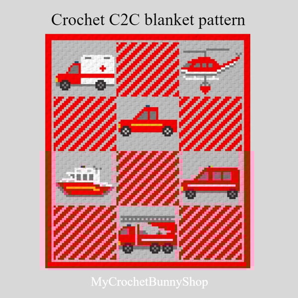 Crocher C2C Emergency Vehicle graphgan blanket pattern PDF D | Inspire ...