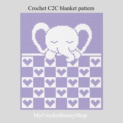 Crochet C2C Sleeping Elephant graphgan blanket pattern PDF Download
