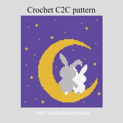 Crochet C2C Bunnies on the Moon blanket pattern PDF Download