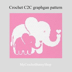 Crochet C2C Elephants graphgan blanket pattern PDF Download