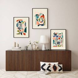 Scandinavian Poster Mid Century Art Set of 3 Wall Art Downloadable Prints Abstract Painting Modern Art Abstract Triptych
