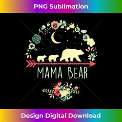 mama bear with 2 cubs - floral mother's day - timeless png sublimation download - ideal for imaginative endeavors
