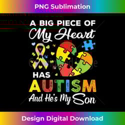 a big piece of my heart has autism and he's my son - timeless png sublimation download - ideal for imaginative endeavors