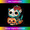 Cute Kawaii Skeleton Cat Sugar Skull Mexican Floral Flower 0816.jpg