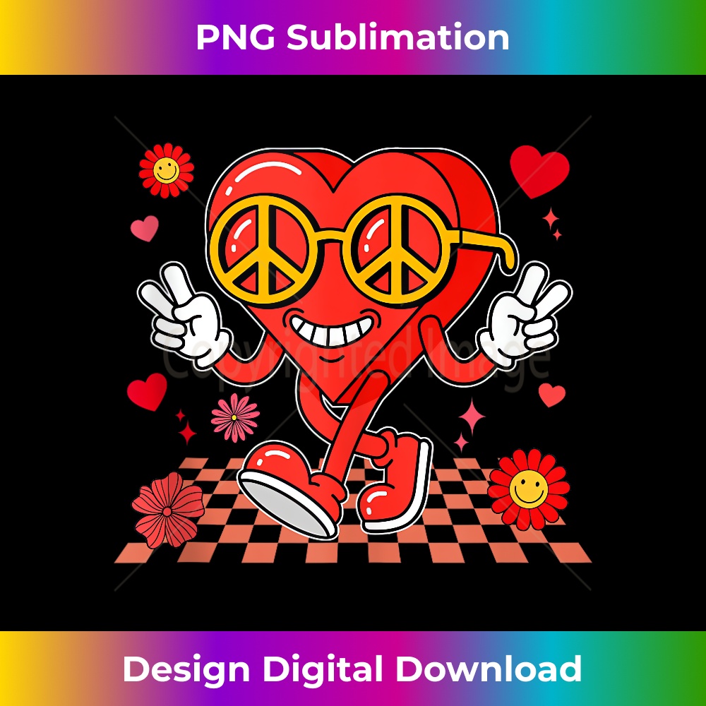 Retro Groovy Red Heart Peace Hand Sign Valentine's Day 2427.jpg