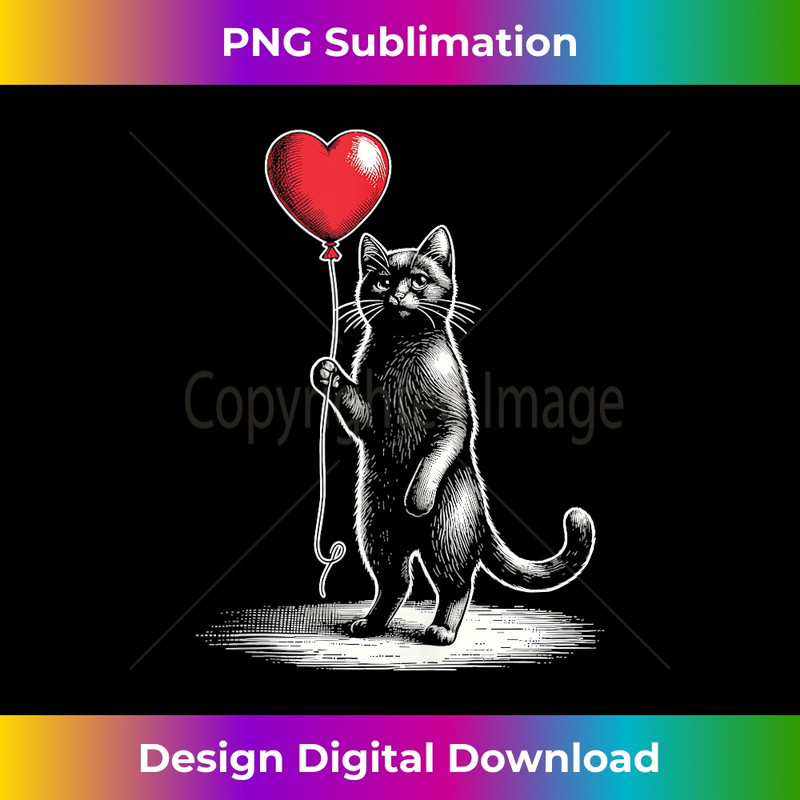 Cute Black Cat Valentine's Day Heart Balloon Kitten  0445.jpg