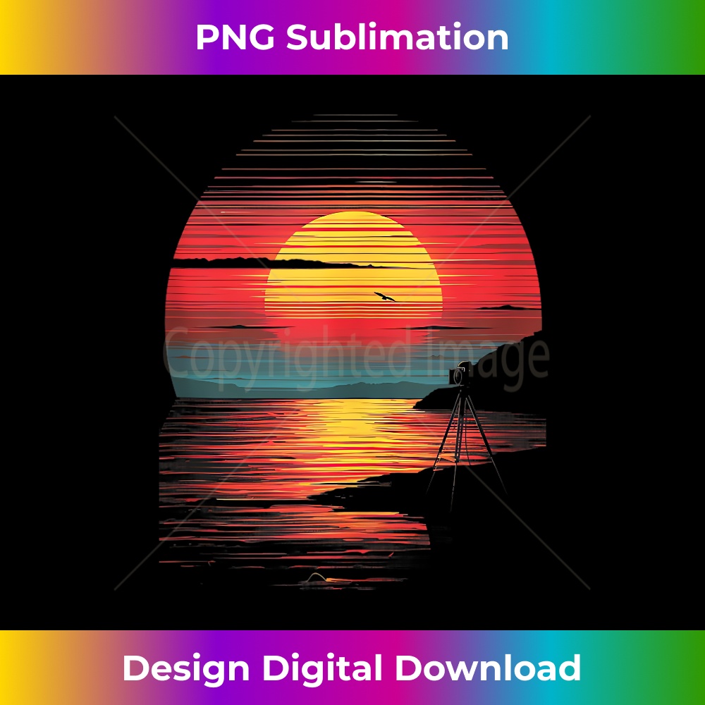 Photography Camera on Tripod Sea Beach Sunset Photographer 0711.jpg