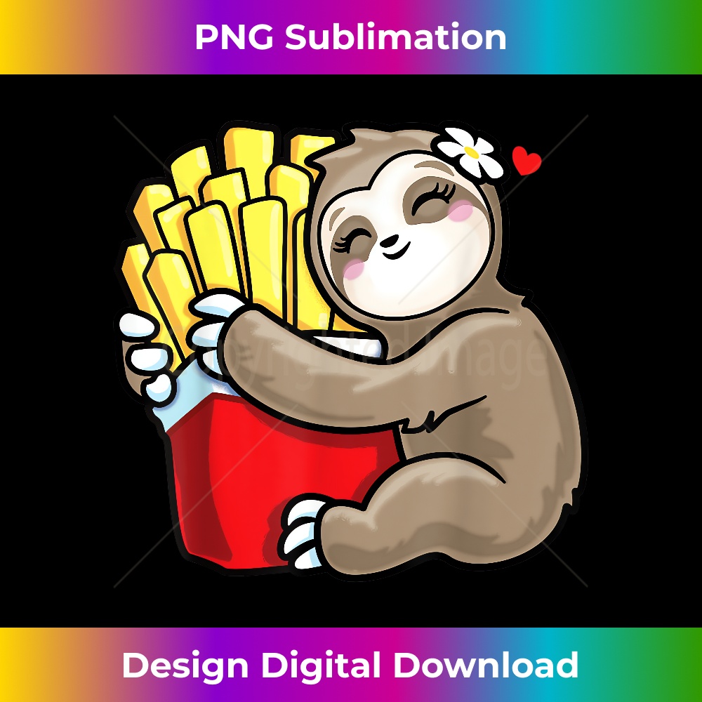 Girls Cute Kawaii Sloth Hugging French Fries Potato Love 0173.jpg