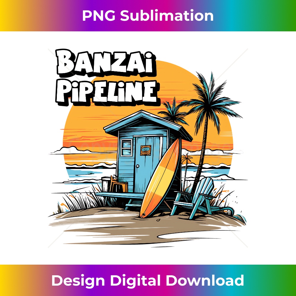Banzai Pipeline Beach Hut Cartoon Surfboard Palm Surfer 0016.jpg