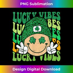 retro st patricks day lucky vibes shamrock eyes happy face - bespoke sublimation digital file - chic, bold, and uncompro