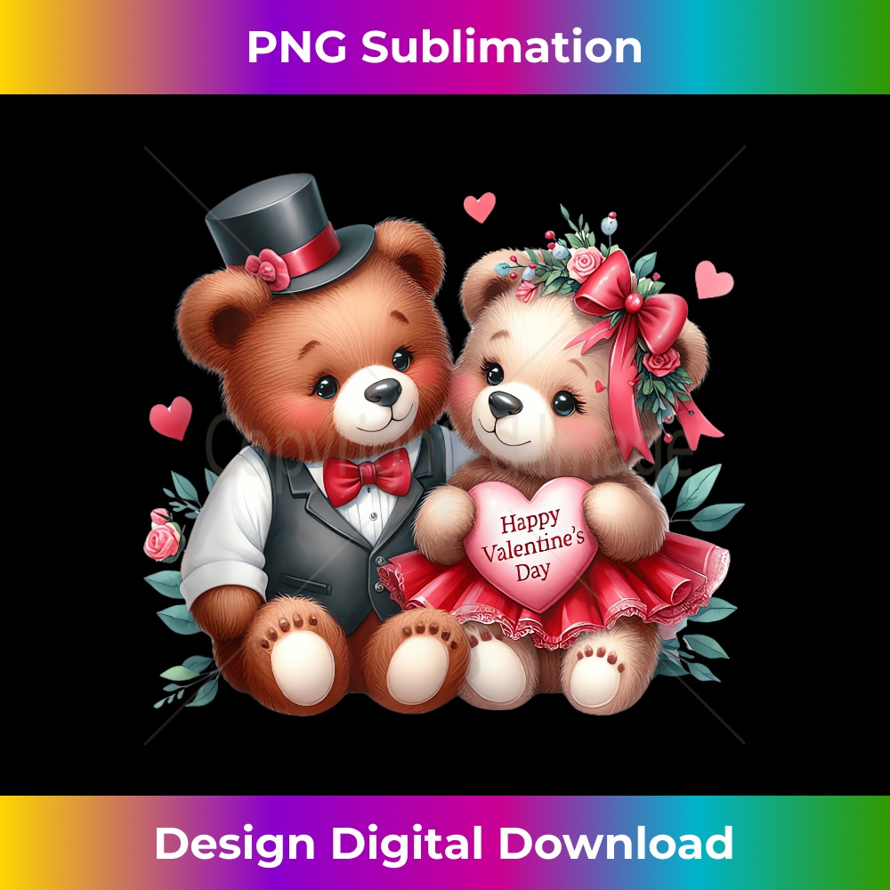 Teddy Bear Couple Valentine's Day Heart Flowers 0671.jpg
