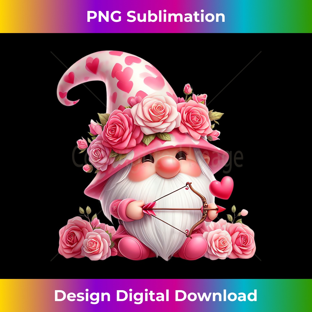 Funny Cute Valentines Day Gnome, Hearts Flower Gnome 0785.jpg