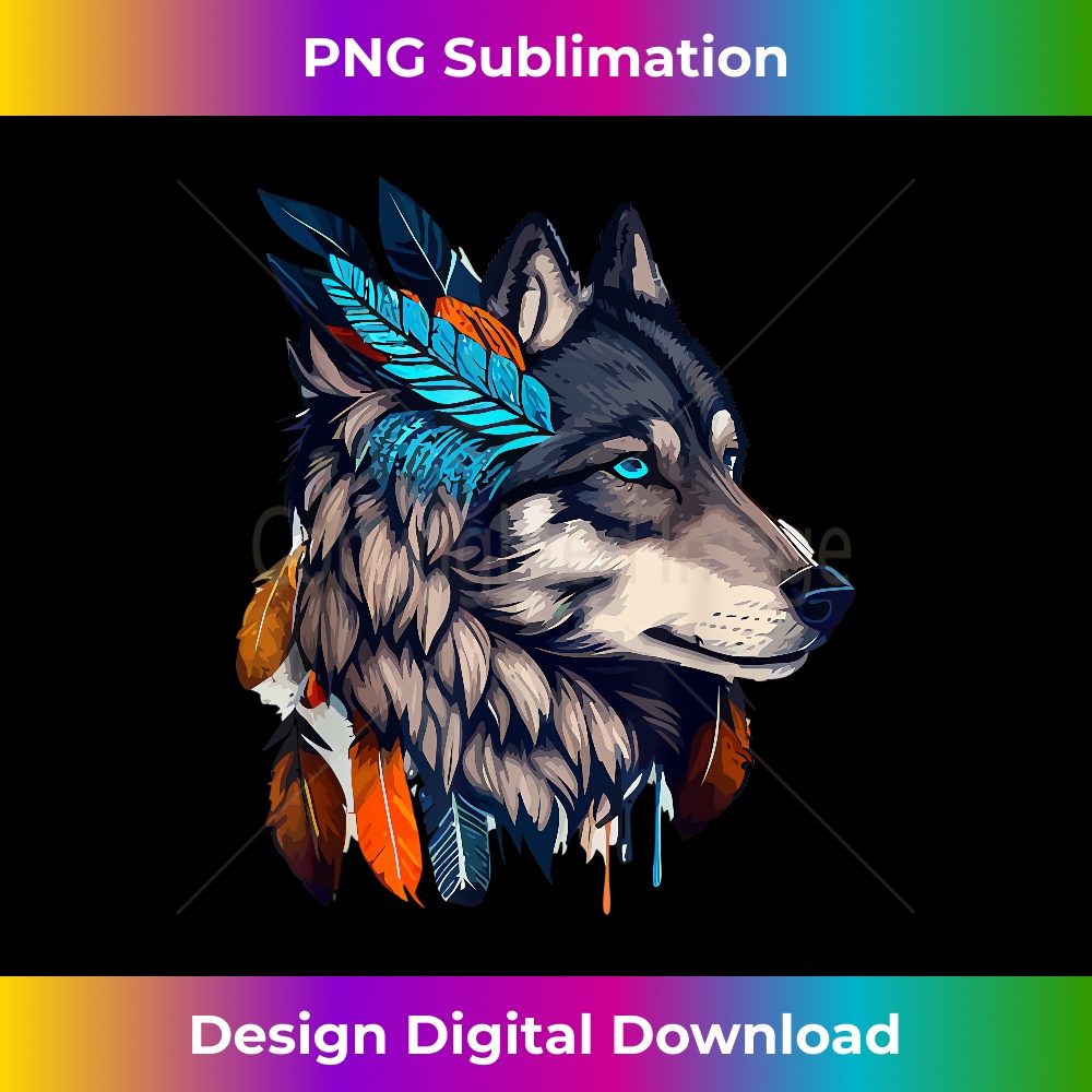 Native Wolf Wolf American Lovers Ethnic Tribal Feather 1348.jpg