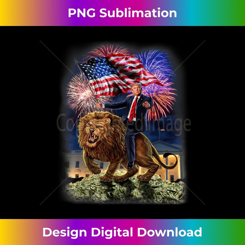 USA President Donald Trump Rides on a Ferocious Lion 2642.jpg