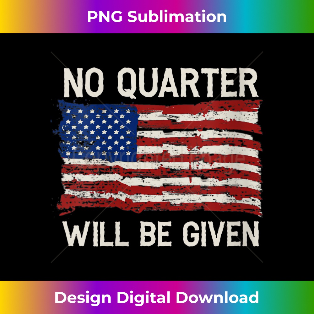 Womens No Quarter Will Be Given Distressed American Flag V-Neck 2060.jpg