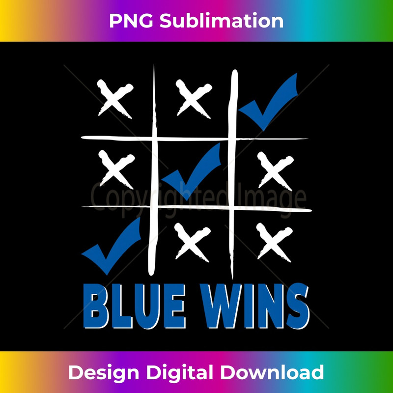 Blue Wins Tic Tac Toe Funny Blue Democratic Political Long Sleeve 0069.jpg