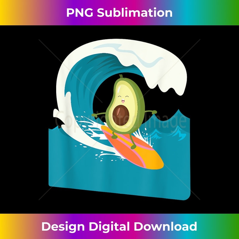 Cute Colorful Wave Surfing Kawaii Avocado on Surfboard 0356.jpg