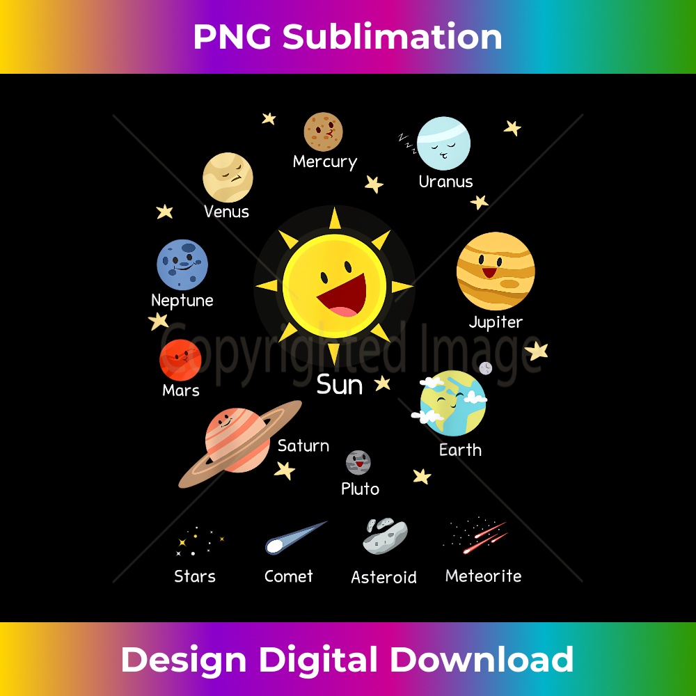 Solar System with Sun, Planets, Comets and Earth T Shirt 2071.jpg