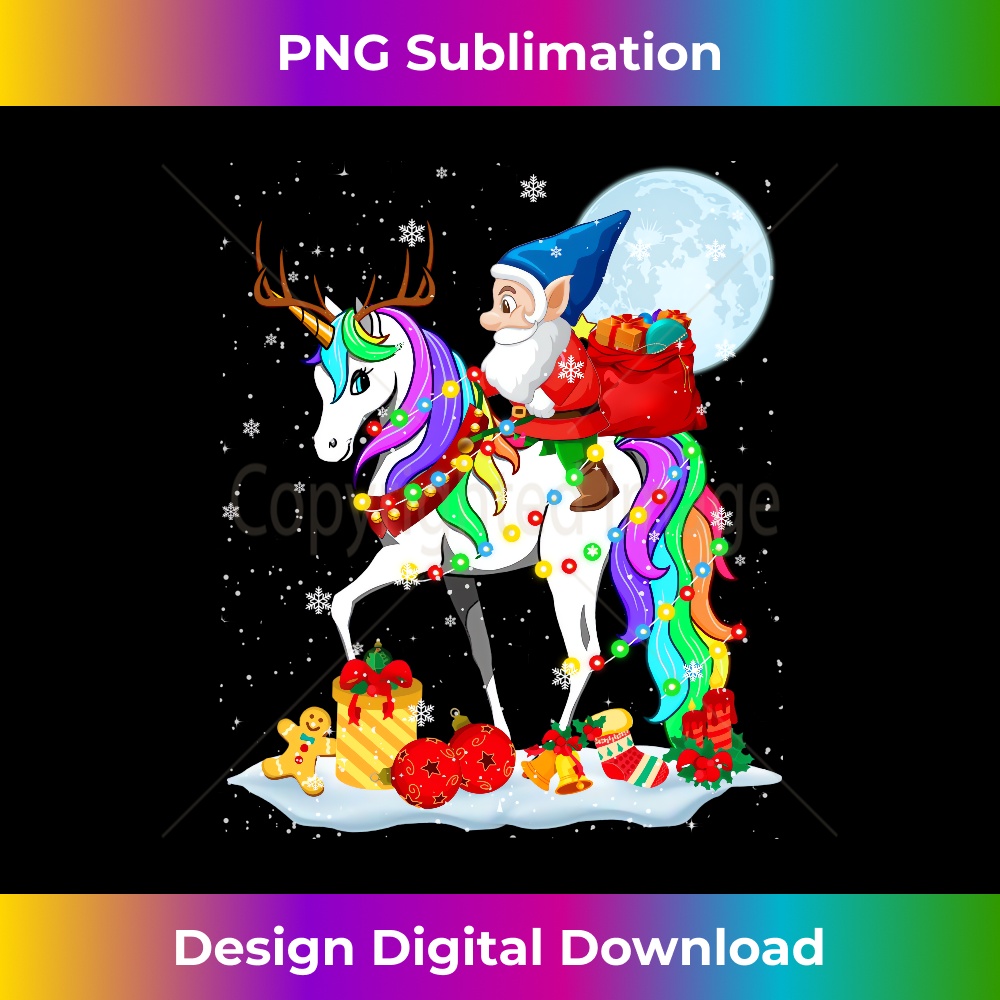 Gnome Riding Unicorn Reindeer Christmas Lights Gnome Unicorn Long Sleeve 1061.jpg