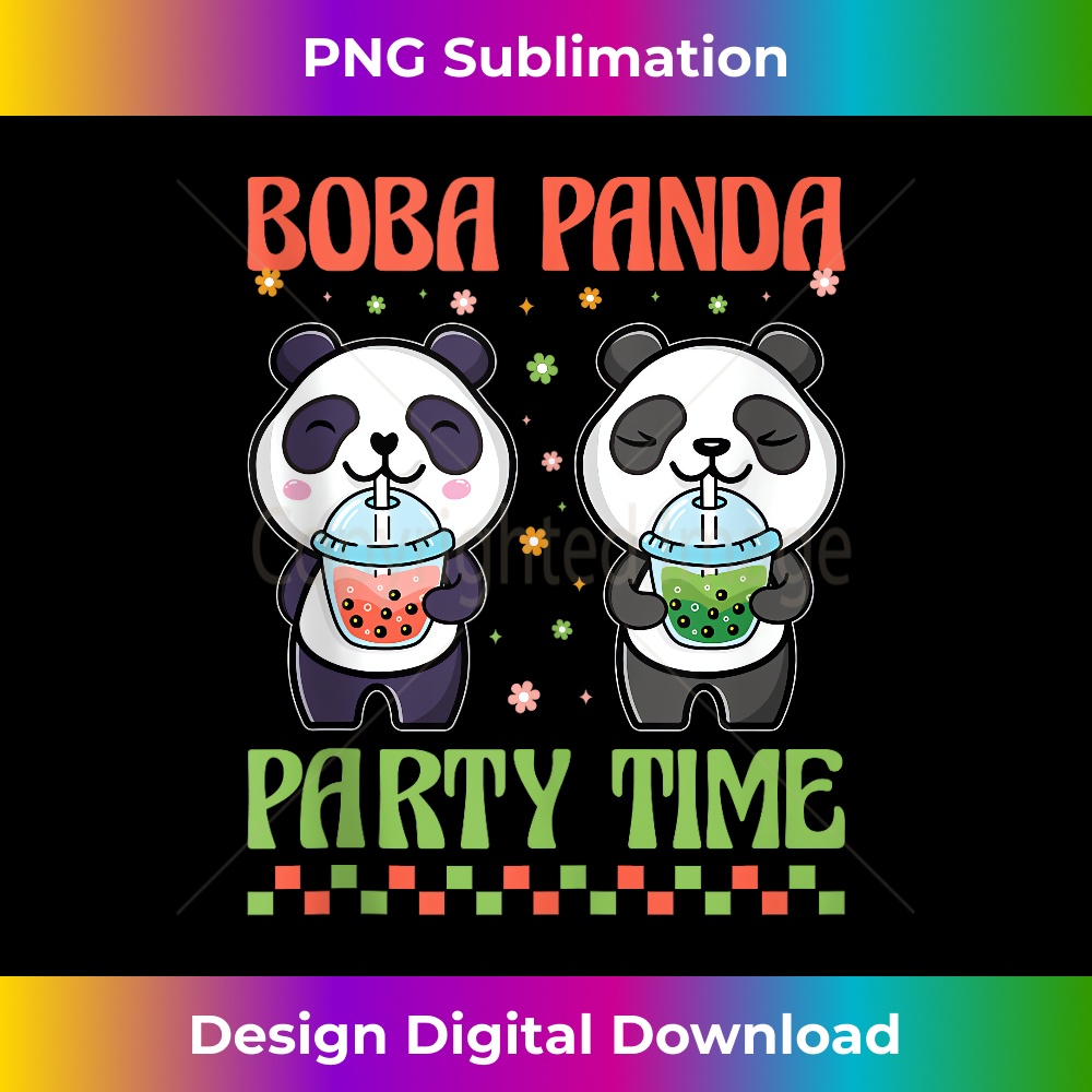 Funny Kawaii Cute Anime Panda Drinking Bubble Boba Tea Tank Top 0428.jpg