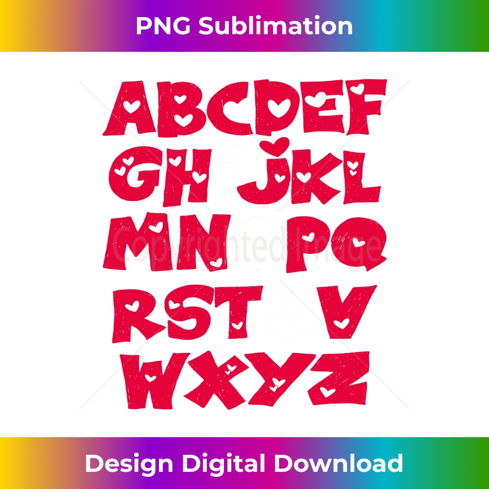 Alphabet ABC I Love You Funny Valentines Day Heart Gifts Long Sleeve - Futuristic PNG Sublimation File - Crafted for Sublimation Excellence
